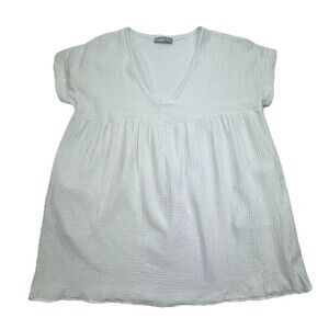 Charlotte Avery White Short Dress Size Small Gauzy Beachy Pockets